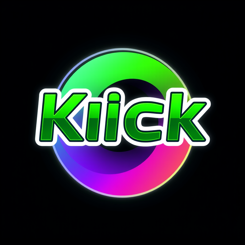 Main logo studio: أكيد، ده برومبت جاهز للنسخ: Create a small, clean, modern logo featuring the word “Kick” in its signature green color palette. Use a sleek, stylish, e