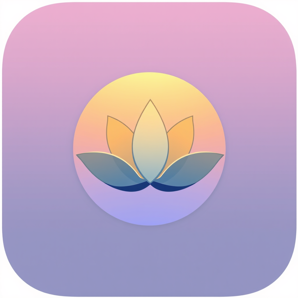 Main logo studio: rounded app icon logo for a meditation app, calming gradient, lotus symbol