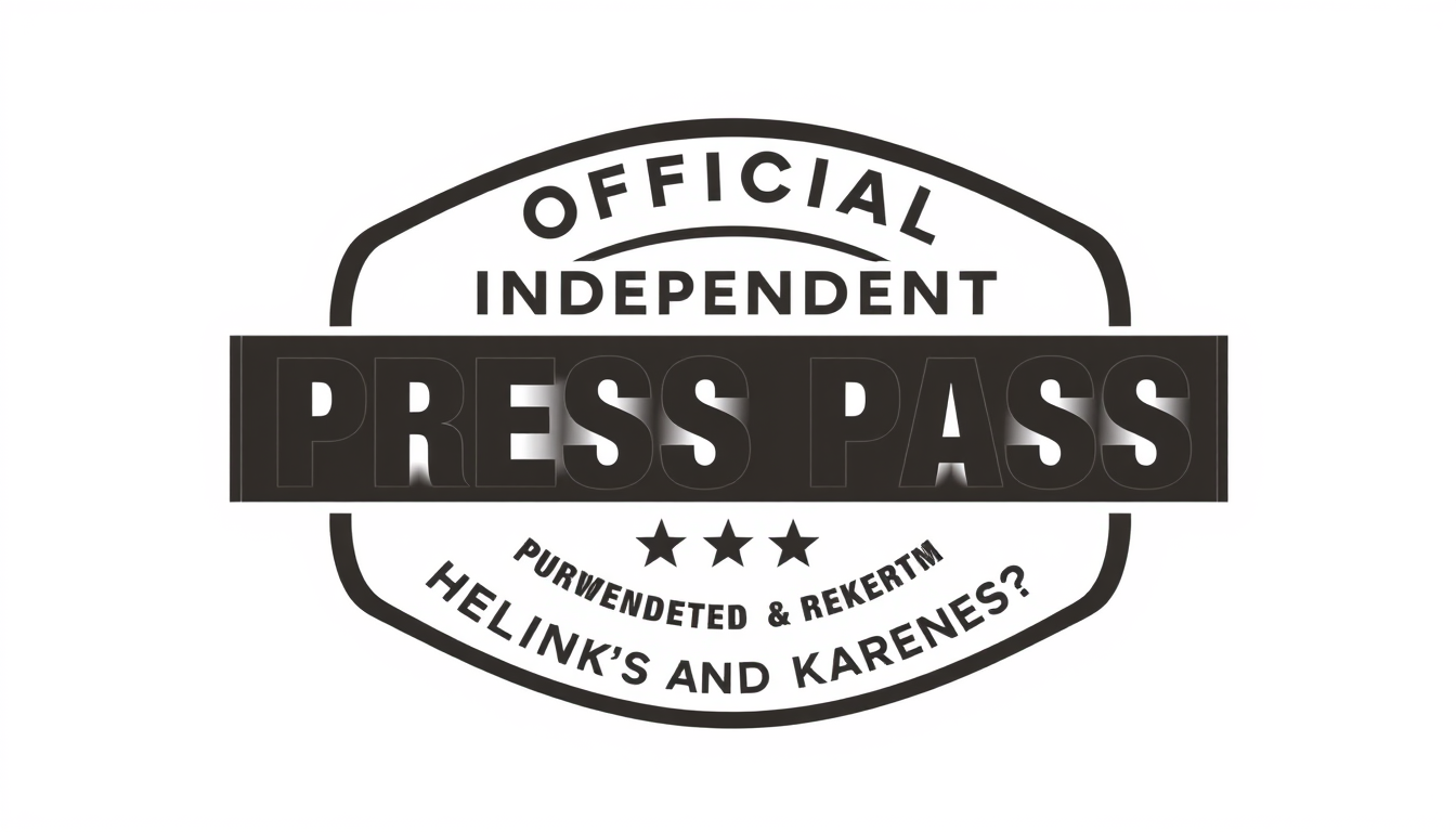 Badge Logo idea: badge logo for OFFICIAL INDEPENDENT PRESS PASS - Holding Daren's and Karen's accountable for their actions. , bold badge design, text enclosed in a ro
