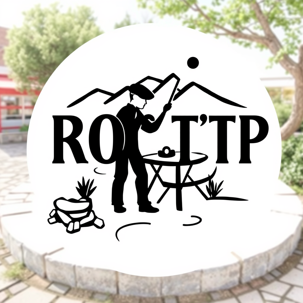 Main logo studio: logo nom ROC'TP entreprise terrassement croquis drague pelleteuse