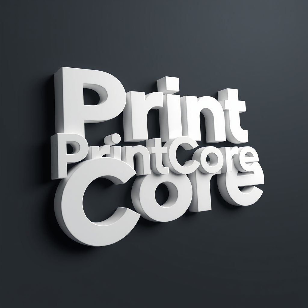 Main logo studio: logo for "PrintCore" Its a 3d-printing company make one of the letters look 3d-printed