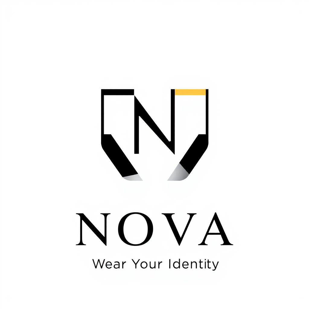 Wordmark Logo idea: wordmark logo of Luxury minimalist fashion brand logo for "NOVA", create a unique elegant lettermark using the letter N, integrate the N into a simple
