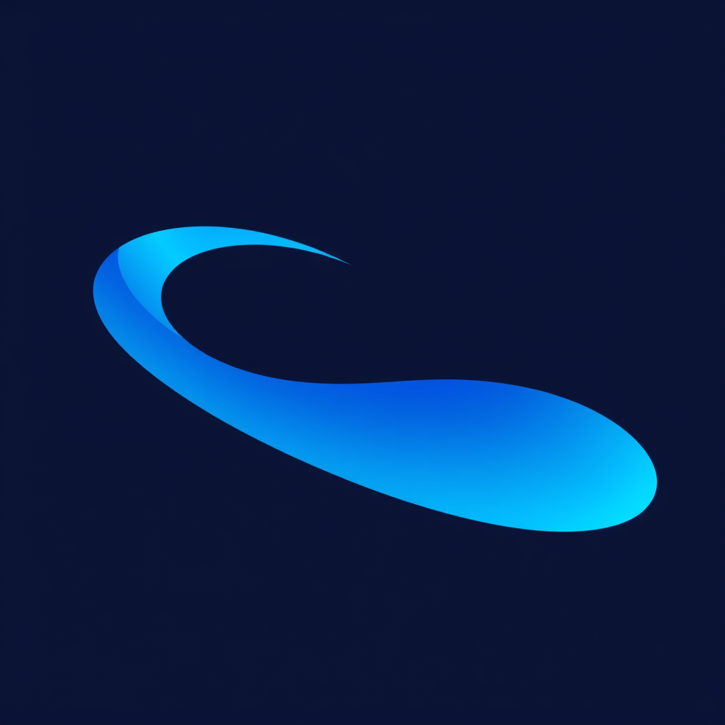 Main logo studio: simple abstract swoosh mark logo for an quiarium company, gradient indigo