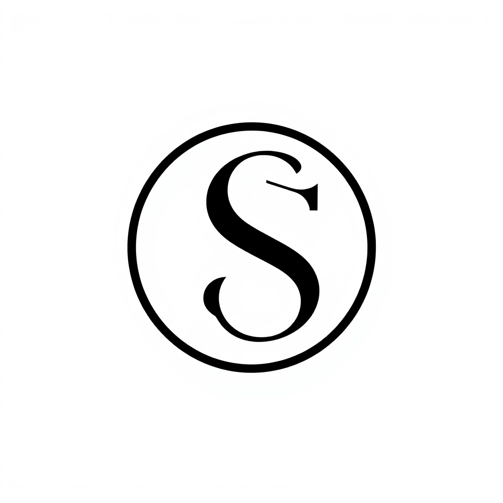 Monogram Logo idea: monogram logo combining the letters DS , elegant intertwined letterforms, flat vector logo, centered, solid white background, high contrast, luxury br