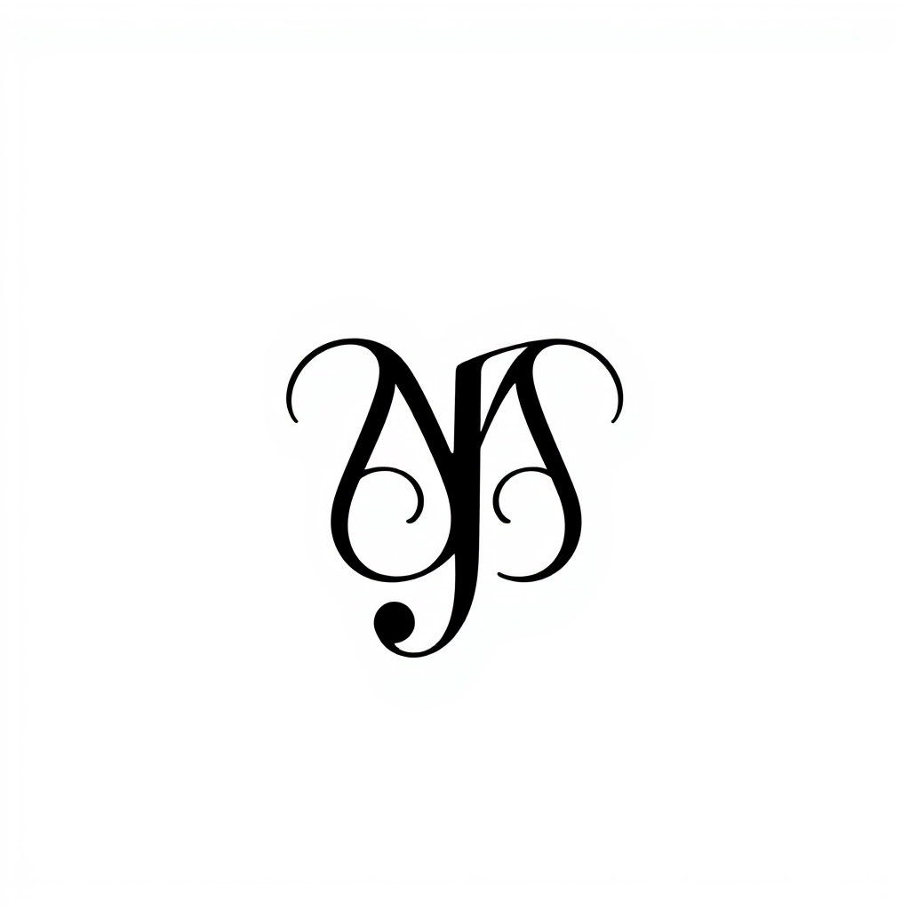 Monogram Logo idea: monogram logo combining the letters M and J , elegant intertwined letterforms, flat vector logo, centered, solid white background, high contrast, luxu