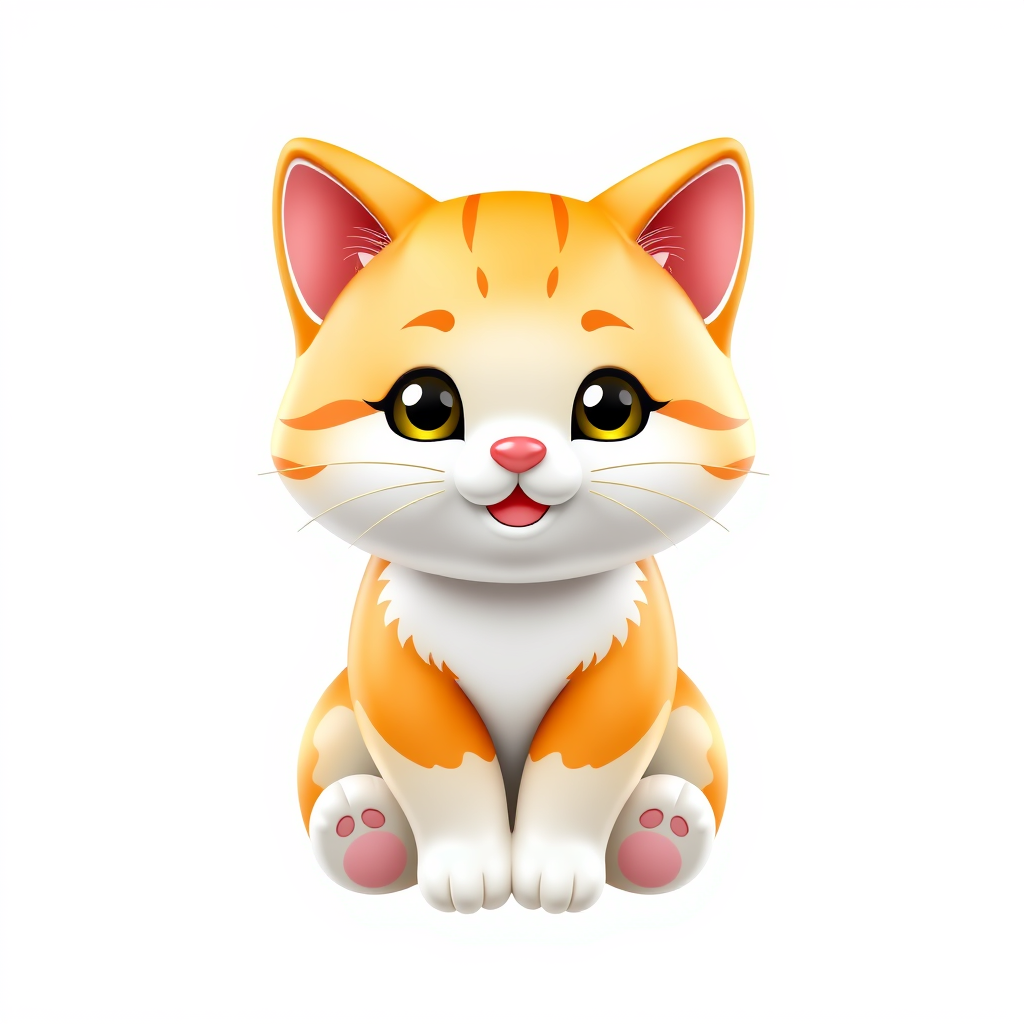 3D Logo idea: 3D logo for Podrías hacerme un logo de un gato naranja al estilo de los personajes chiikawa que sea colores pastel colores kawaii , three-dimensional 