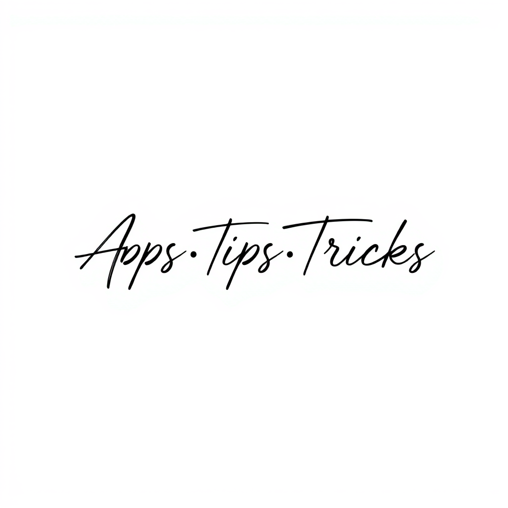 Signature Logo idea: signature logo of the name APPS TIPS TRICKS , elegant handwritten calligraphy, flowing script lettering, personal signature style, delicate pen stroke