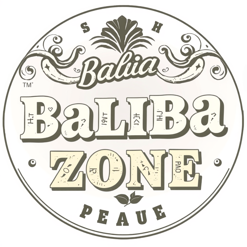 Vintage Logo idea: vintage retro logo for Baliba ZONE PAUL , classic retro design, aged typography, hand-drawn vintage illustration style, ornamental flourishes, weather