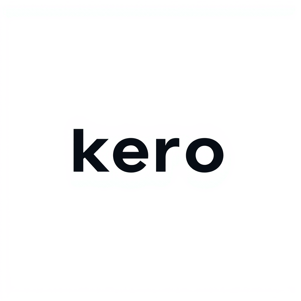 Wordmark Logo idea: wordmark logo of kero - minimal, bold, geometric, clean , bold clean typography, flat vector logo, centered, solid white background, high contrast, pr