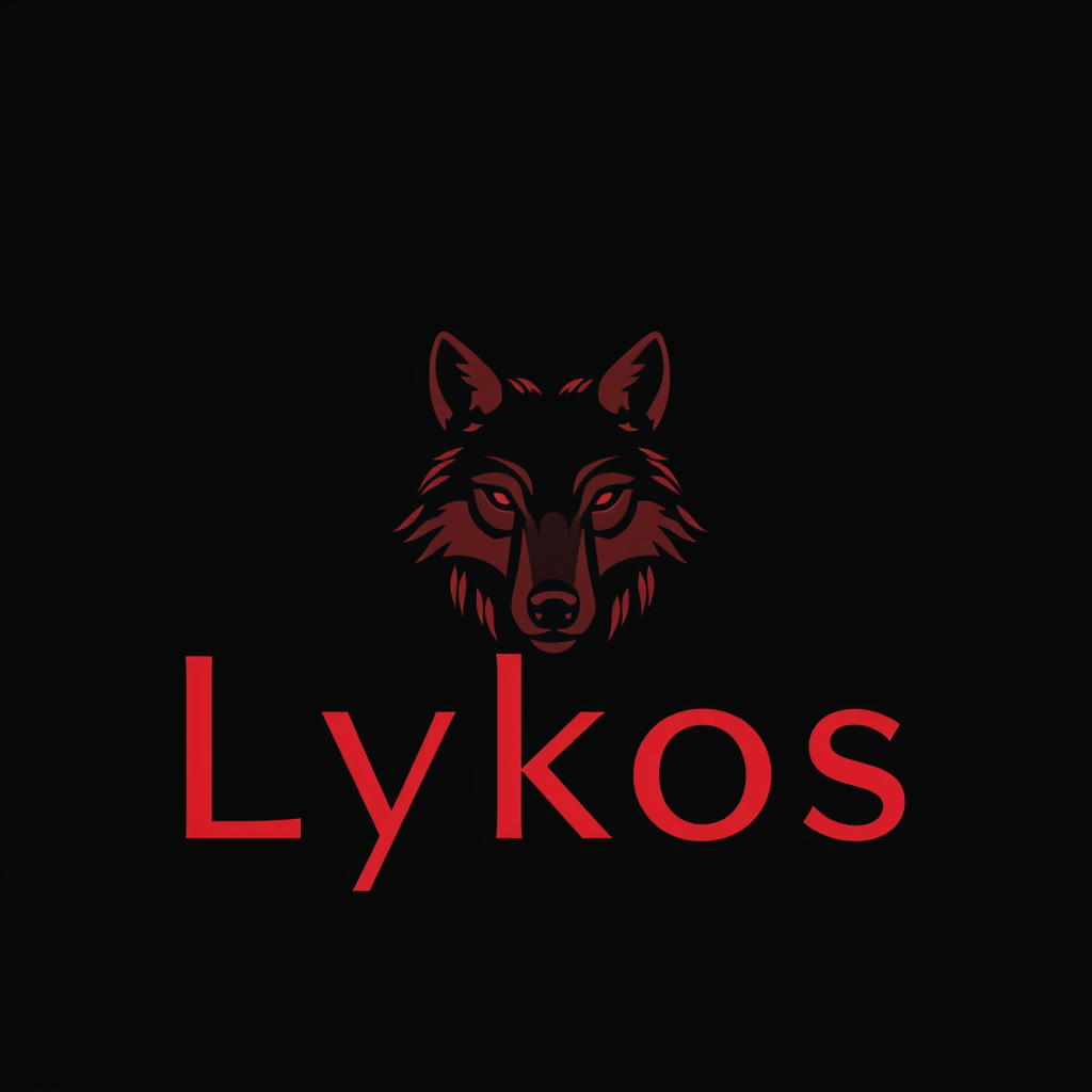 Main logo studio: Create a premium minimalist café logo. The name MUST be written exactly **“Lýkos”**, preserving the **ý**. Do NOT write Lykos, Lycos, Likos, or any ot