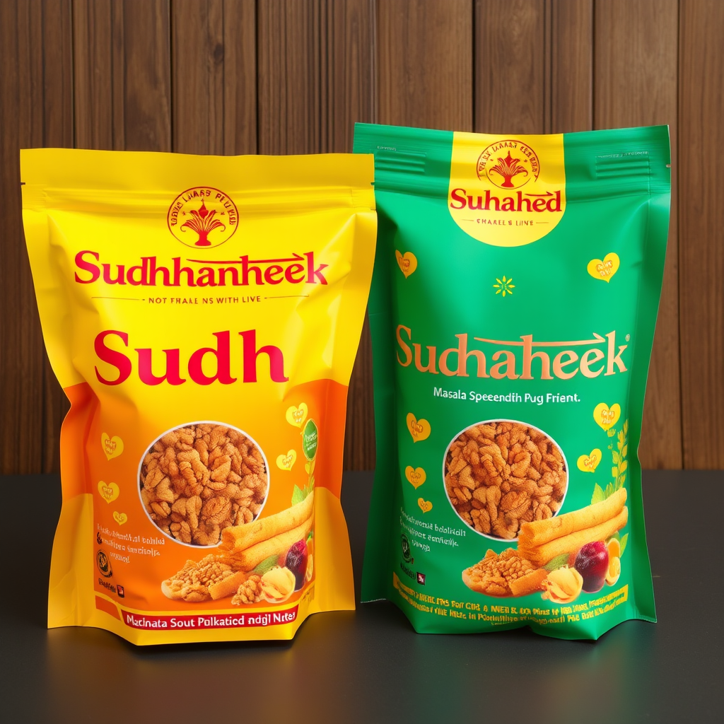 Main logo studio: Brand name " Sudhhamahek ". masala and dry fruit business.