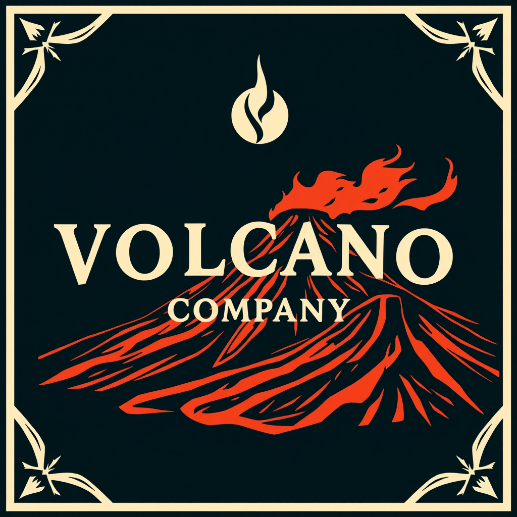 Main logo studio: Volcano Coffee Company. Coffee sourced from volcanic regions or the ring of fire. The Editorial Luxury (Serif + Geometric Sans)