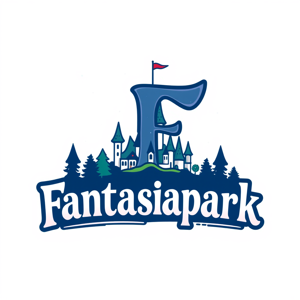 Main logo studio: create a logo from a theme park named "Fantasiapark". Make the F big, and then the Park under the Fantasia and the P by the Park also big.