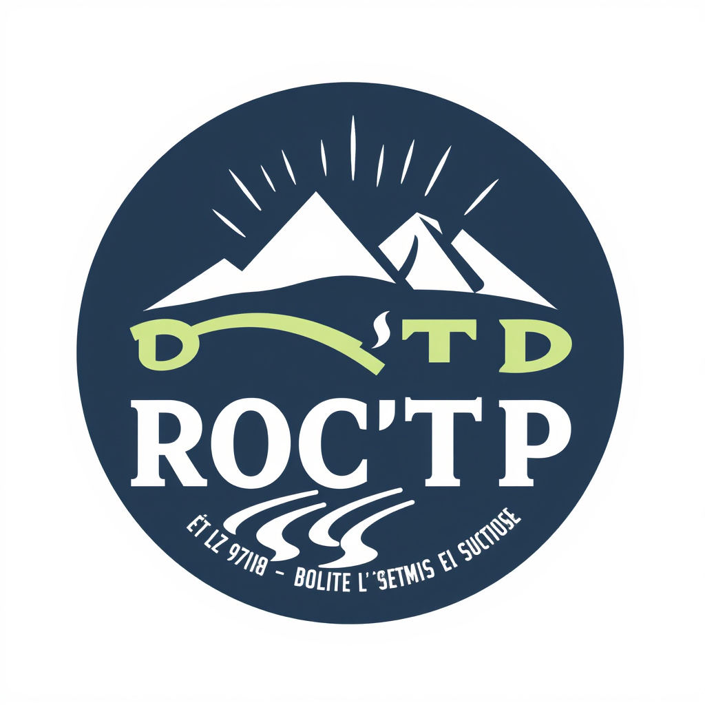 Main logo studio: logo ROC'TP entreprise terrassement auge