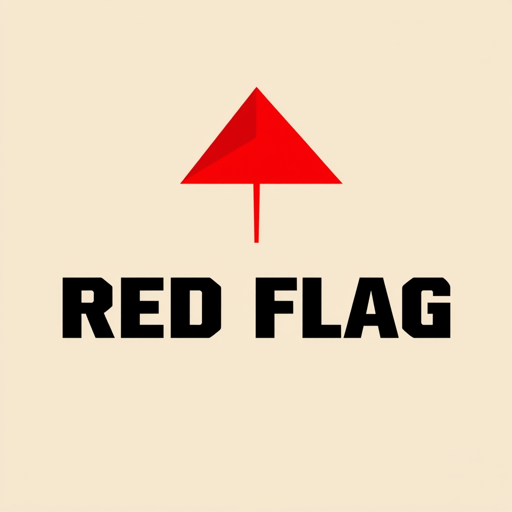 Main logo studio: A minimalist graphic logo featuring the text "RED FLAG". Soviet constructivism art style, inspired by Aleksandr Rodchenko and El Lissitzky. Bold heavy