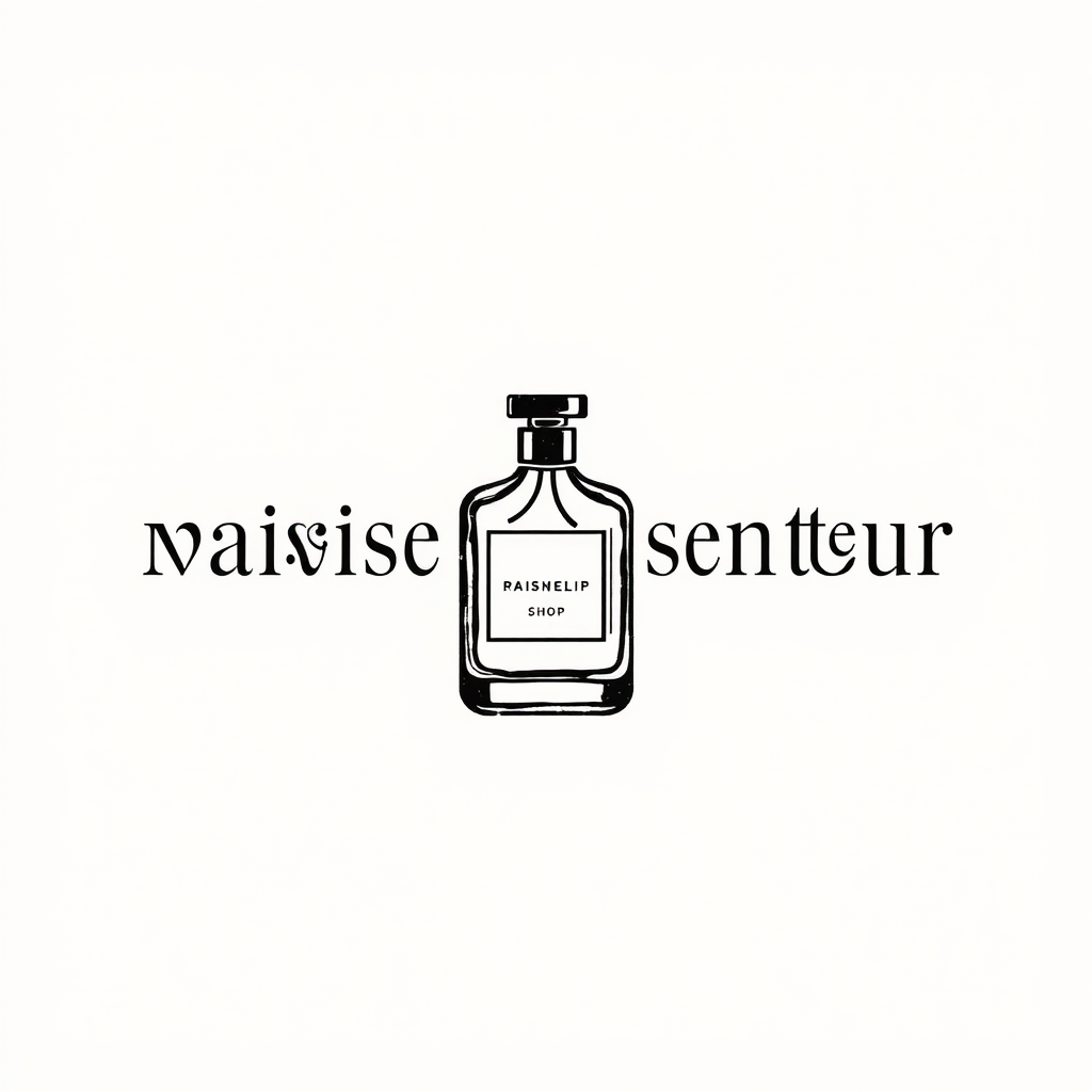 Main logo studio: the name is maison de Senteur, its a parfume shop. only the logo. maison de senteur. just a logo with a parfume bottle in it. better