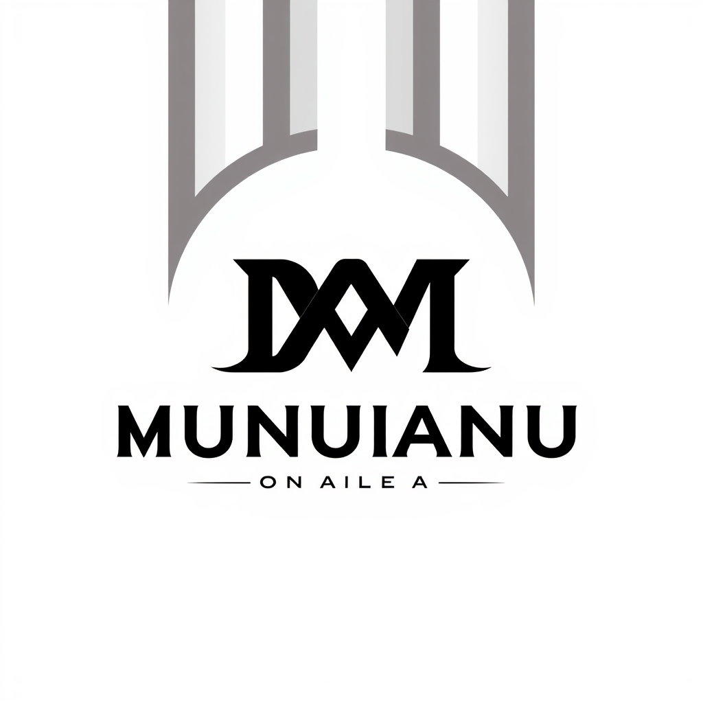 Wordmark Logo idea: wordmark logo of " Daria Munteanu " e brandul iar stilul e luxury futurist design , bold clean typography, flat vector logo, centered, solid white bac