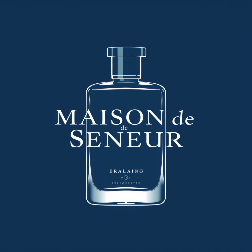 Main logo studio: The name is Maison de Seneur. its for parfume, men parfume. luxury and magic the slogan is smell the magic. add a parfume to the logo. maison with one