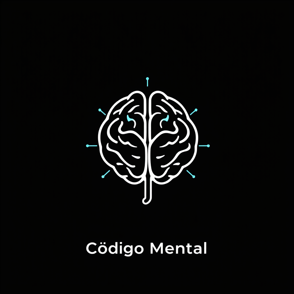 Main logo studio: Minimalist modern logo for a psychology and human behavior brand called Código Mental. Dark, mysterious and intelligent aesthetic. Stylized human brai
