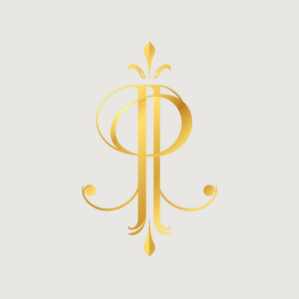 Main logo studio: elegant monogram logo combining letters P and C, gold, luxury brand