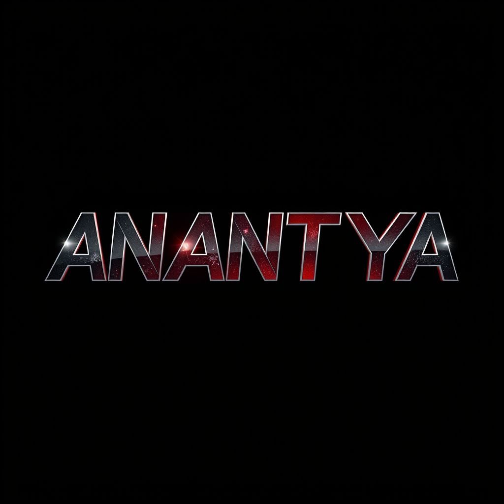 Main logo studio: Design “ANANTYA” as a cinematic superhero wordmark. The letters themselves should contain subtle Marvel-inspired elements: the A with an energy effect