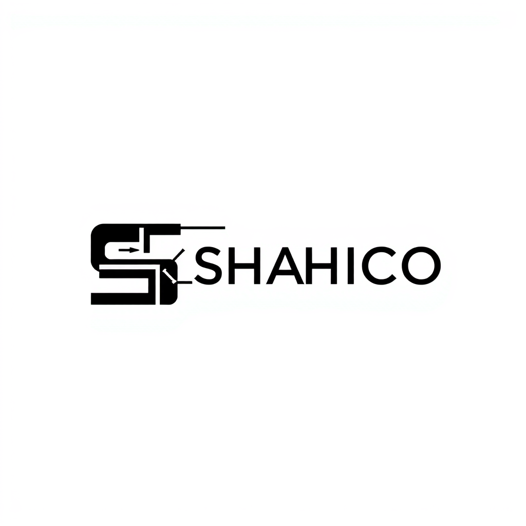 Main logo studio: Create a distinctive minimalist logo for "SHAHICO", an industrial electrical engineering company. Combine the letters "SH" with an abstract representa