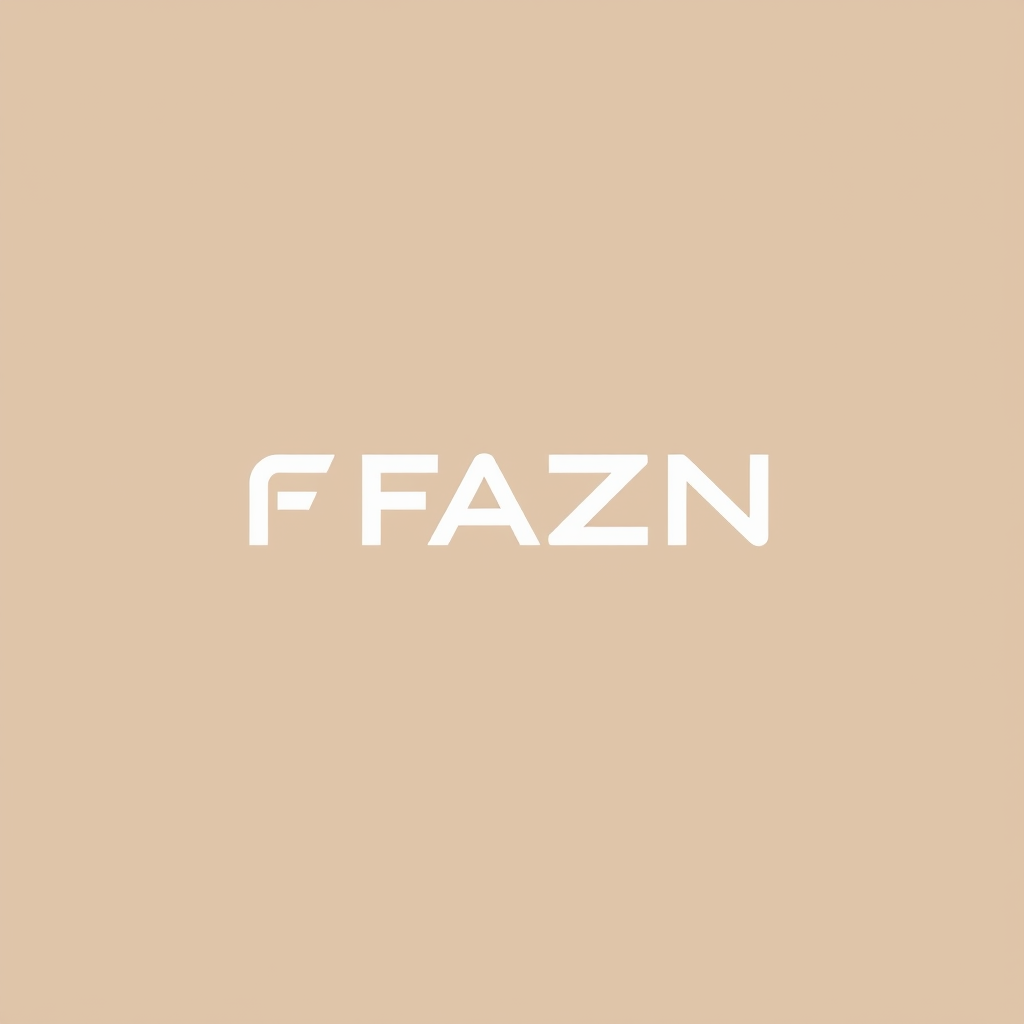Main logo studio: FAZN brand unique, neutral colors, minimalist, clean, simple, just the logo, sharp, bold, professional