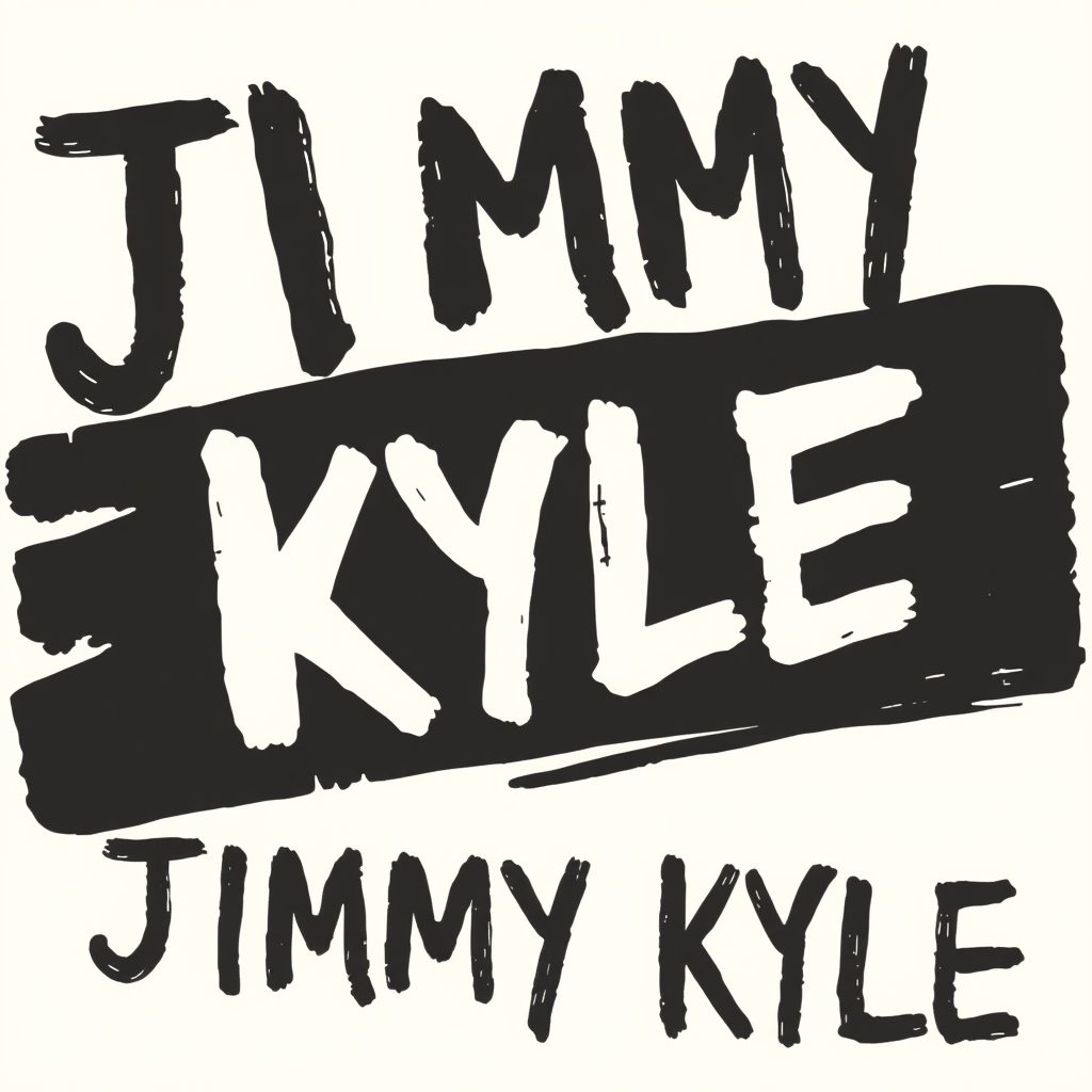 Main logo studio: JIMMY KYLE”. Hand-drawn, raw and authentic, like distinctive thick marker or paint-pen lettering. Bold, slightly imperfect, masculine but understated.