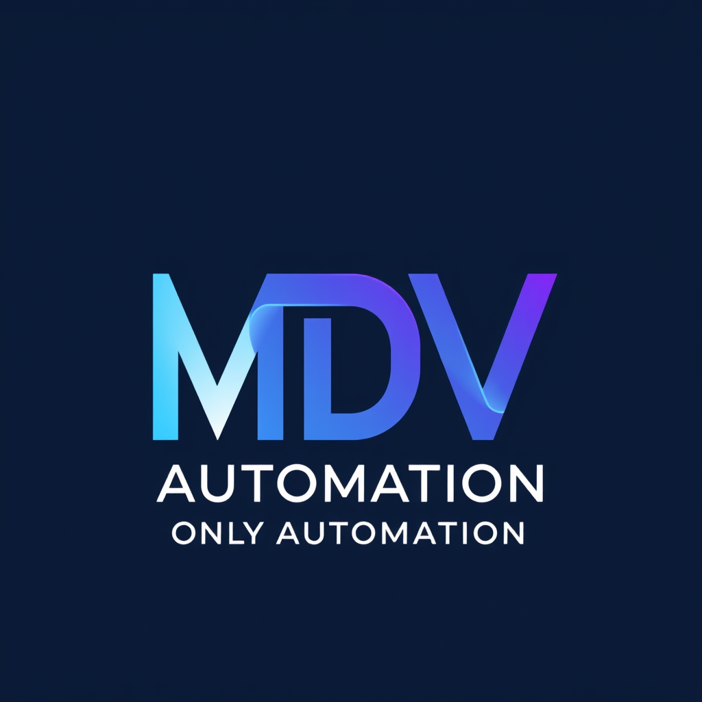 Main logo studio: Create a premium logo for MDV Automation. The brand name is EXACTLY MDV Automation. Do NOT change, misspell, translate, or replace any letters. Create