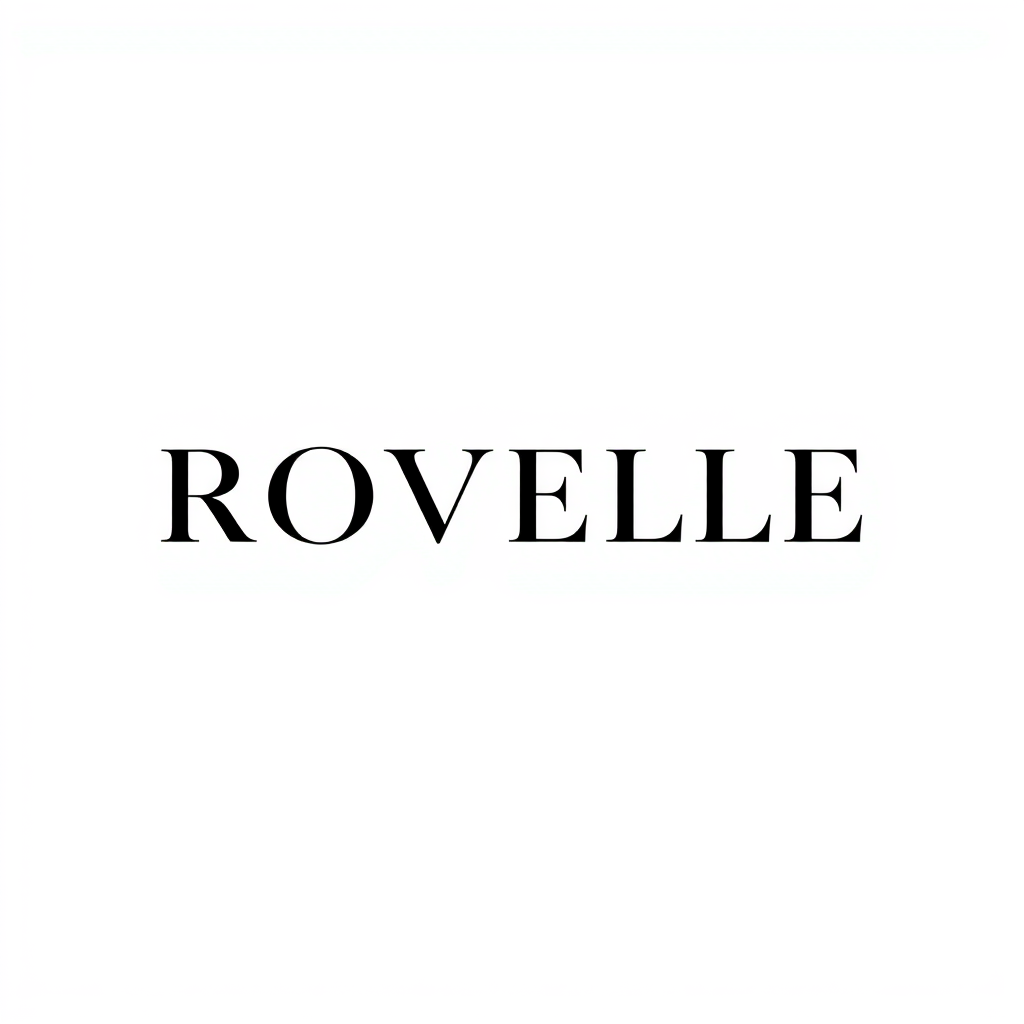 Main logo studio: Create a luxury fashion brand logo for ROVELLE. Design a pure typography wordmark logo only. The logo must be just the word ROVELLE with elegant high-