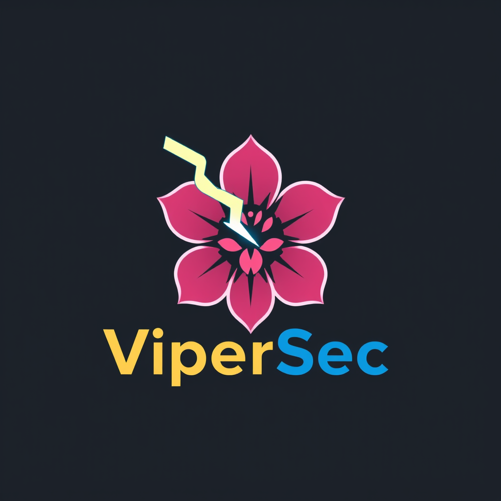 Main logo studio: bold CyberSecurity team emblem logo, a Sakura with Lightning, team name "V1perSec"
