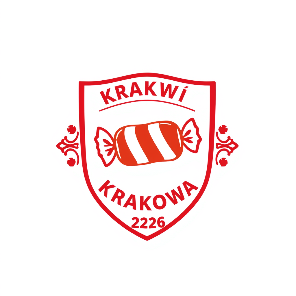 Emblem Logo idea: emblem logo of Create a professional football club crest for “Krówki Krakowa”, founded in 2026. IMPORTANT: the central symbol must be a Polish krówka 