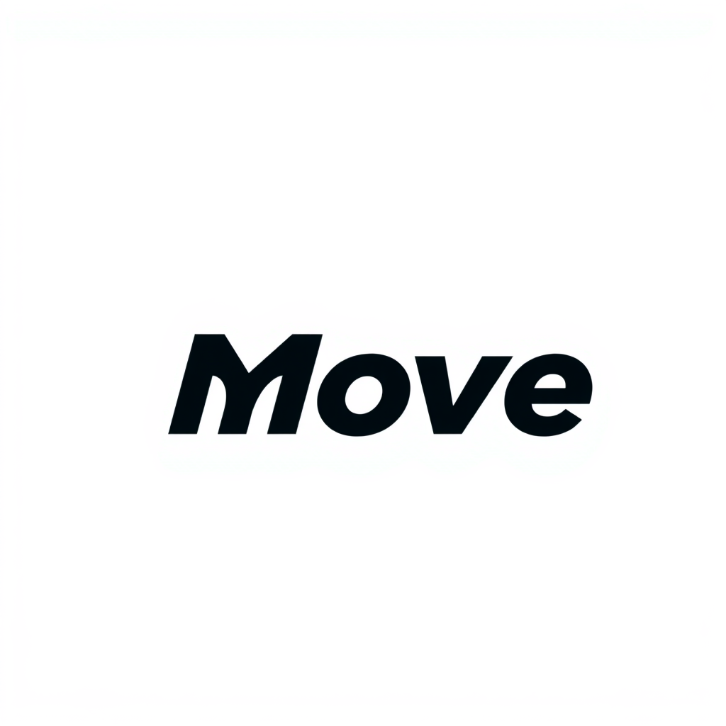 Wordmark Logo idea: wordmark logo of VS Move - Empresa focada em venda de roupas fitnes para academia, corrida e atividades fisicas. , bold clean typography, flat vector 