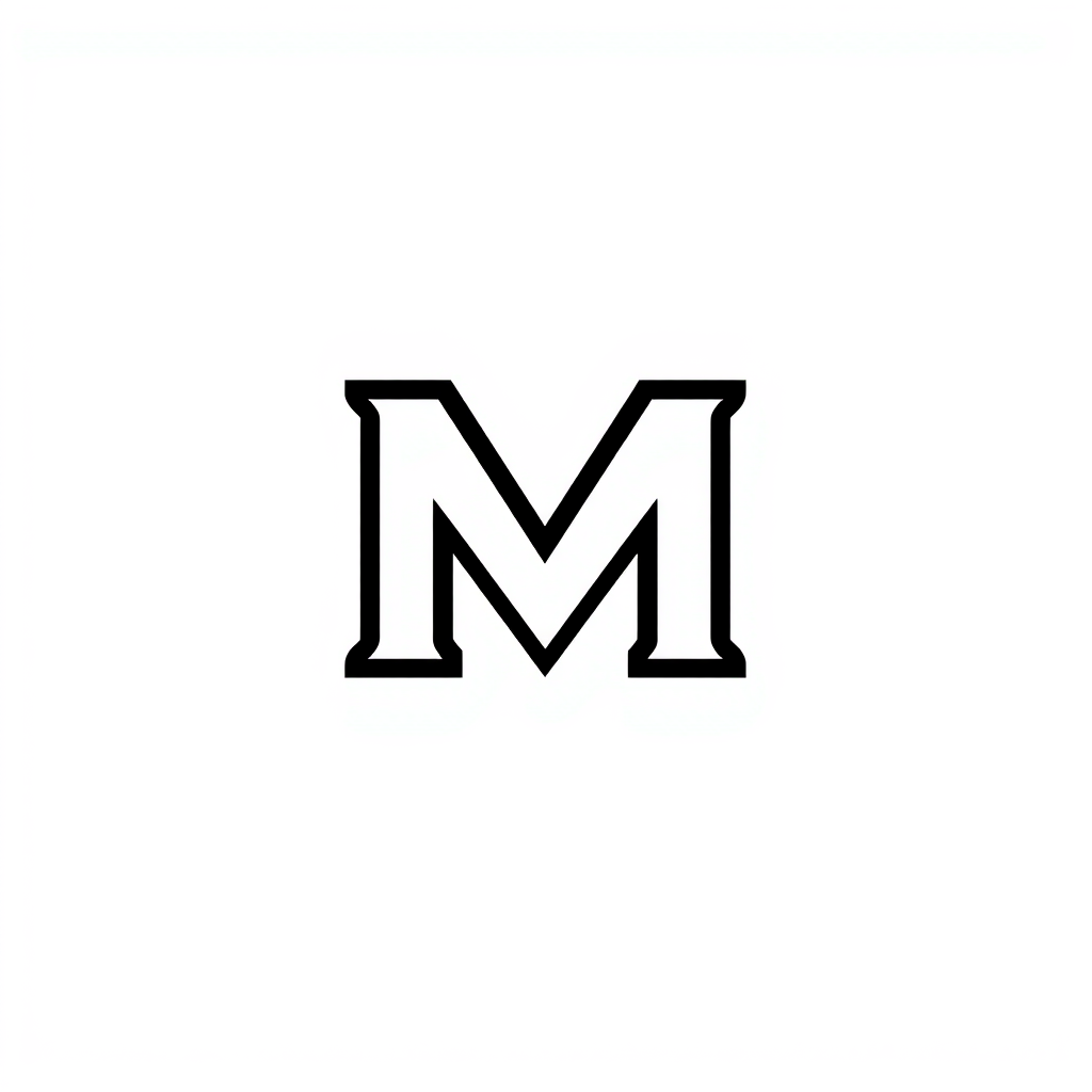 Wordmark Logo idea: wordmark logo of backwards K on the first leg of an M , bold clean typography, flat vector logo, centered, solid white background, high contrast, prof