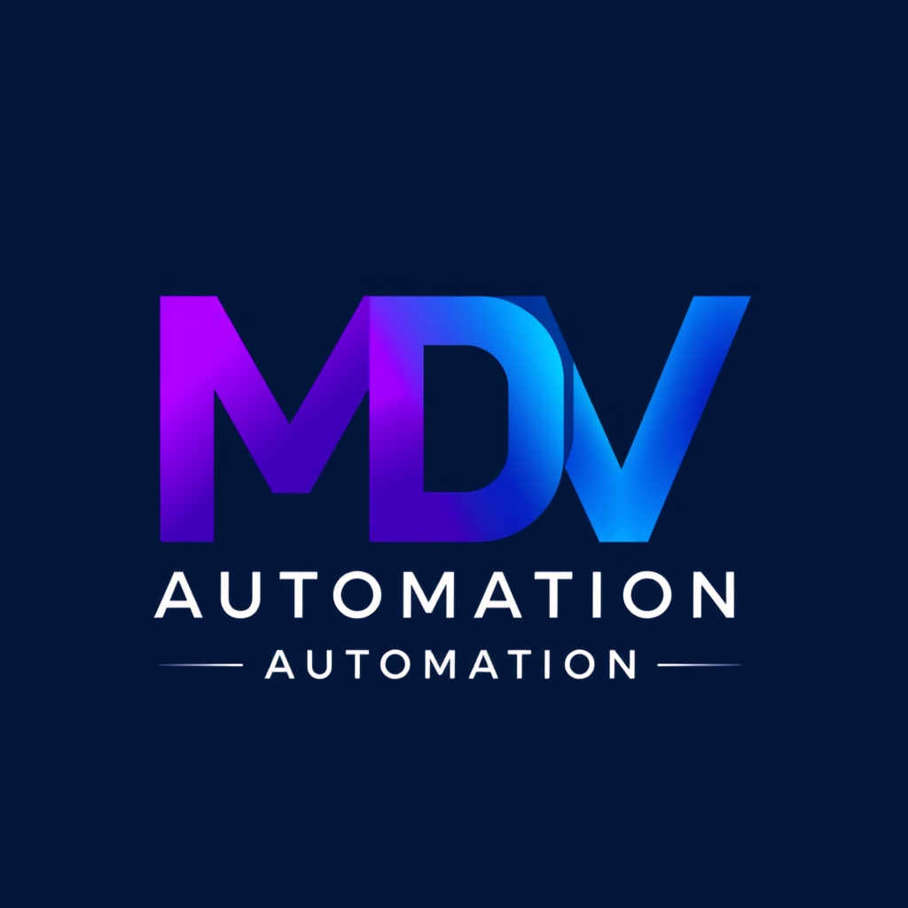 Main logo studio: Create a premium logo for MDV Automation. The brand name is EXACTLY MDV Automation. Do NOT change, misspell, translate, or replace any letters. Create