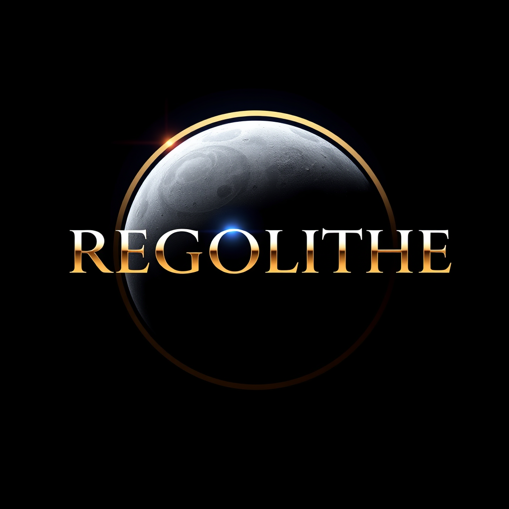 Main logo studio: premium Facebook branding graphic for REGOLITHE. Make REGOLITHE the central focus in elegant, clean, sophisticated warm metallic silver lettering.deep
