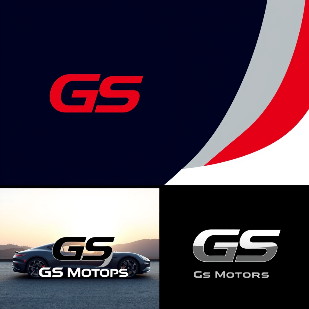 Main logo studio: professional versions of logo and company name for car company named "GS Motors"