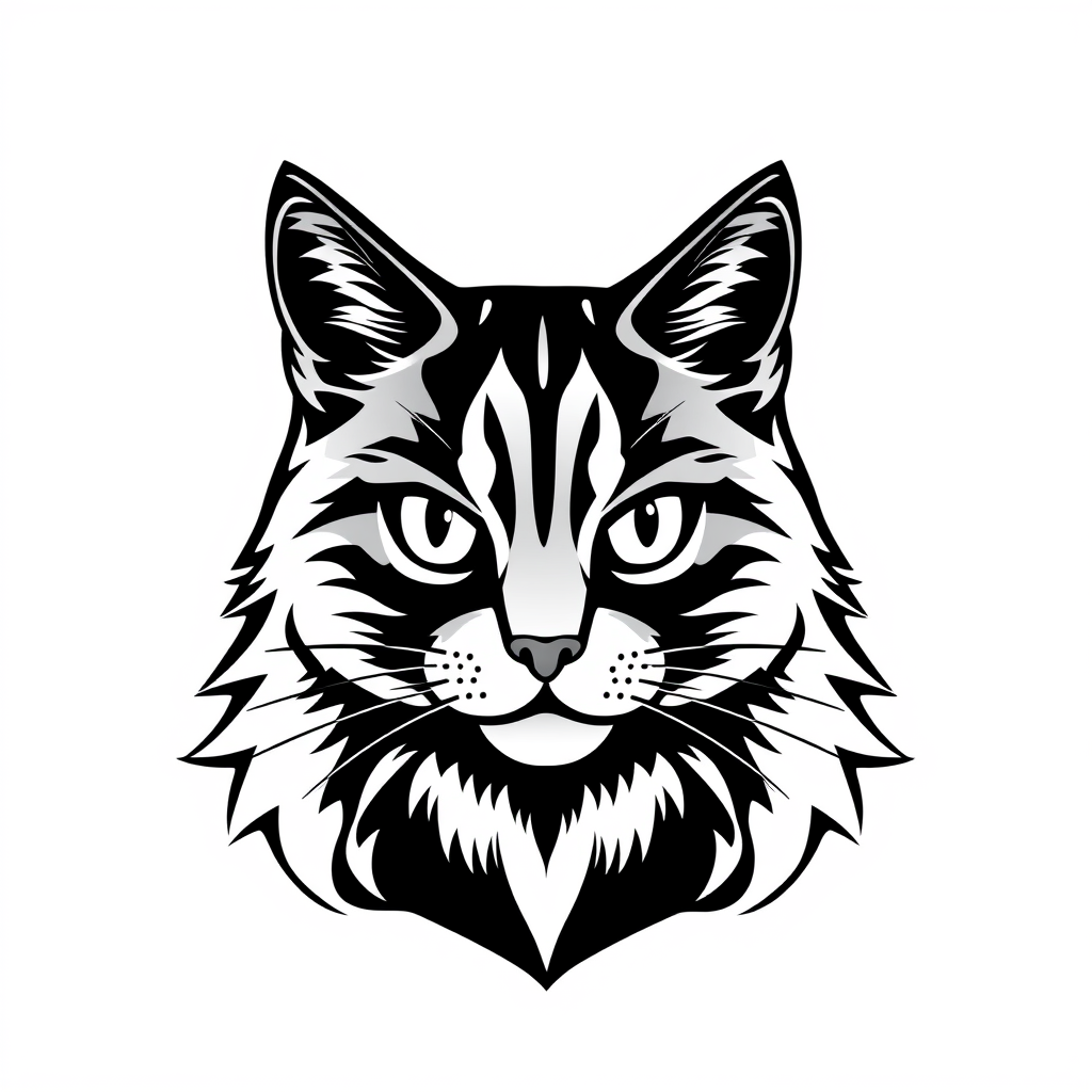 Main logo studio: Make a really cool cat logo in black and white.