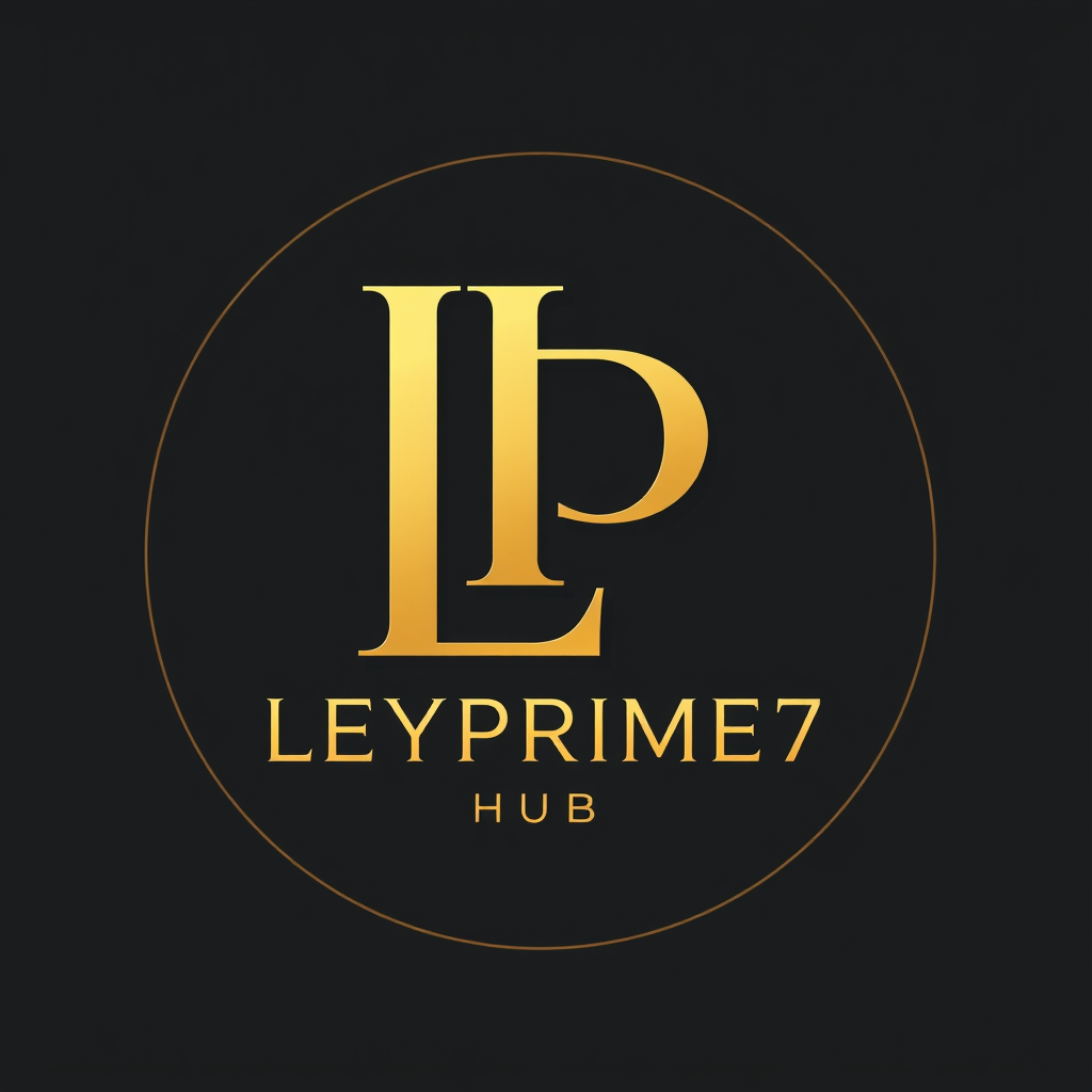 Main logo studio: Create a professional luxury logo for LEYPRIME7, HUB. Only use a bold, elegant LP monogram as the symbol. The L and P must be clean and recognizable a