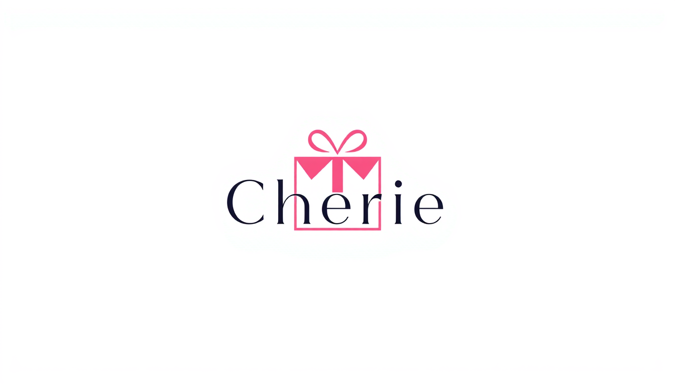 Minimalist Logo idea: minimalist logo, simple geometric mark for gift box brand , called "Chérie" , simple modern design in pink . , flat vector, clean lines, centered, sol