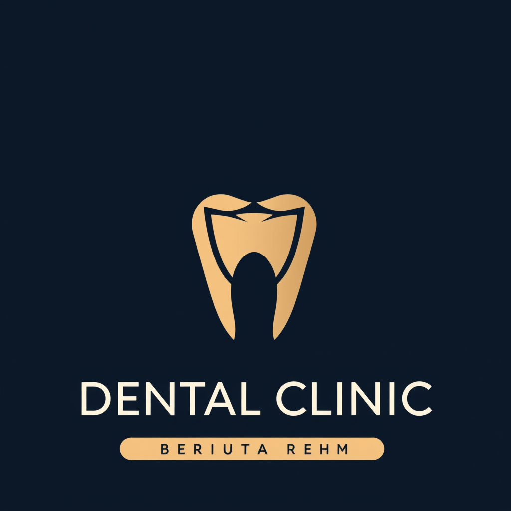 Main logo studio: "Minimal luxury dental clinic logo, geometric tooth symbol, dark navy and warm beige, clean premium typography"