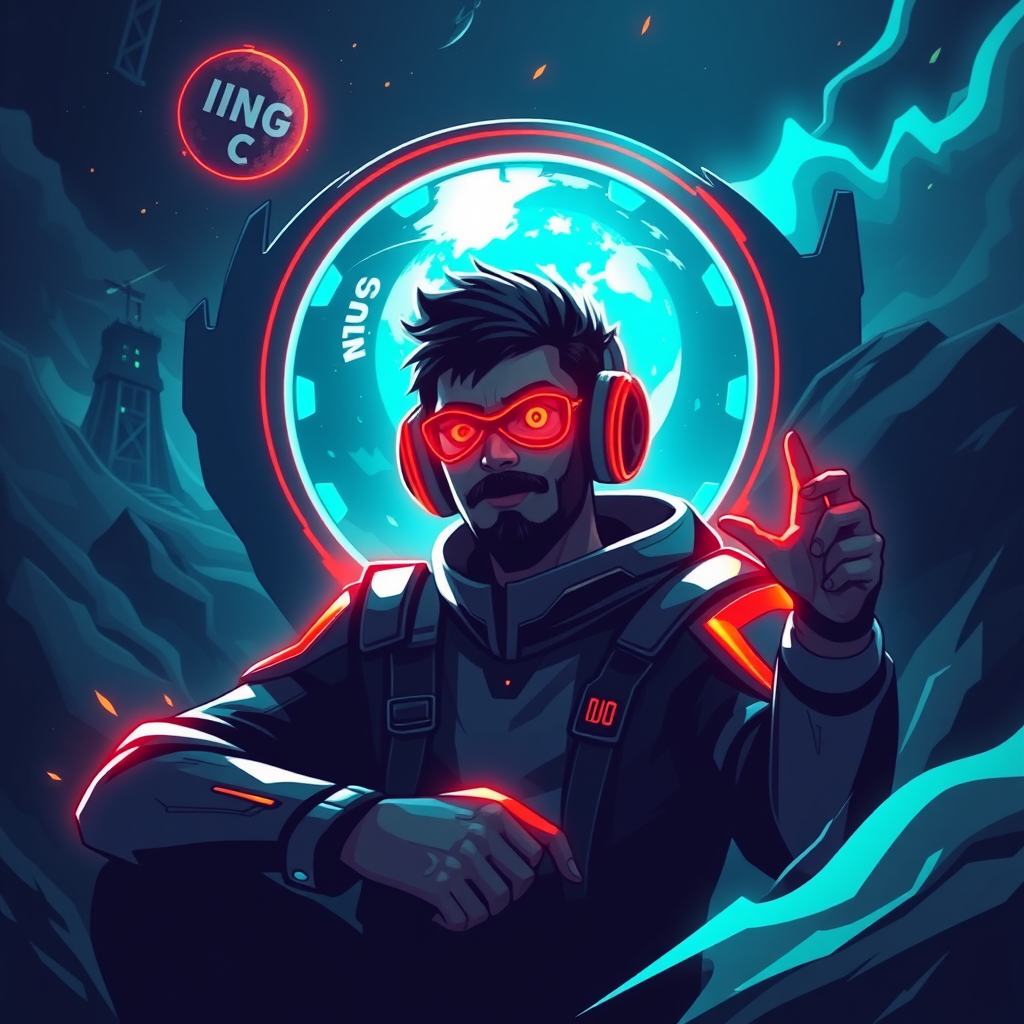 Main logo studio: Criador de jogos chamado ING_C(quero o nome escrito) pode ser futurista gaming e pode ter detalhes atrás