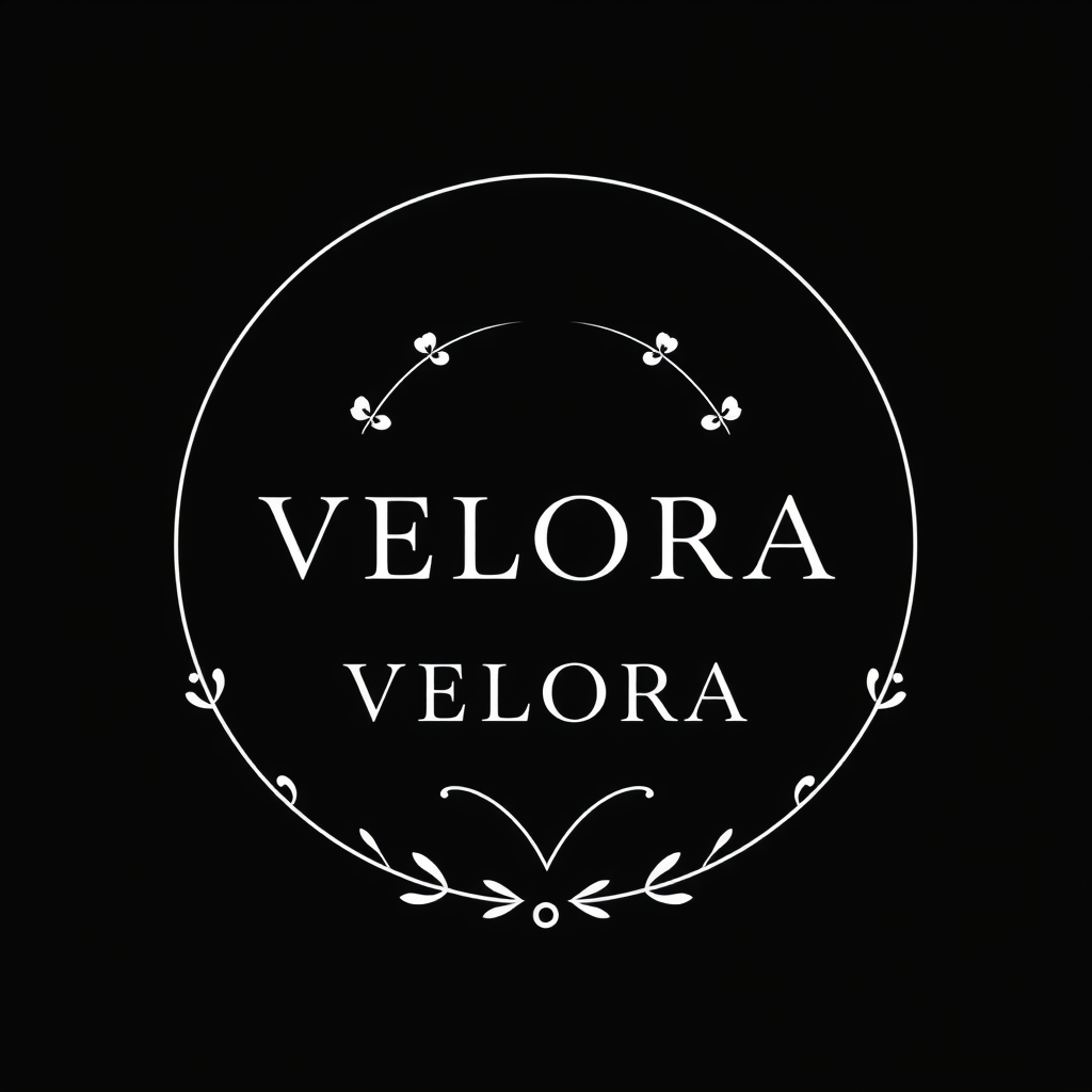 Main logo studio: un grand cercle fin ; un cercle intérieur plus délicat ; de petites fleurs très fines entre les deux cercles, comme une couronne ; , avec une typograp