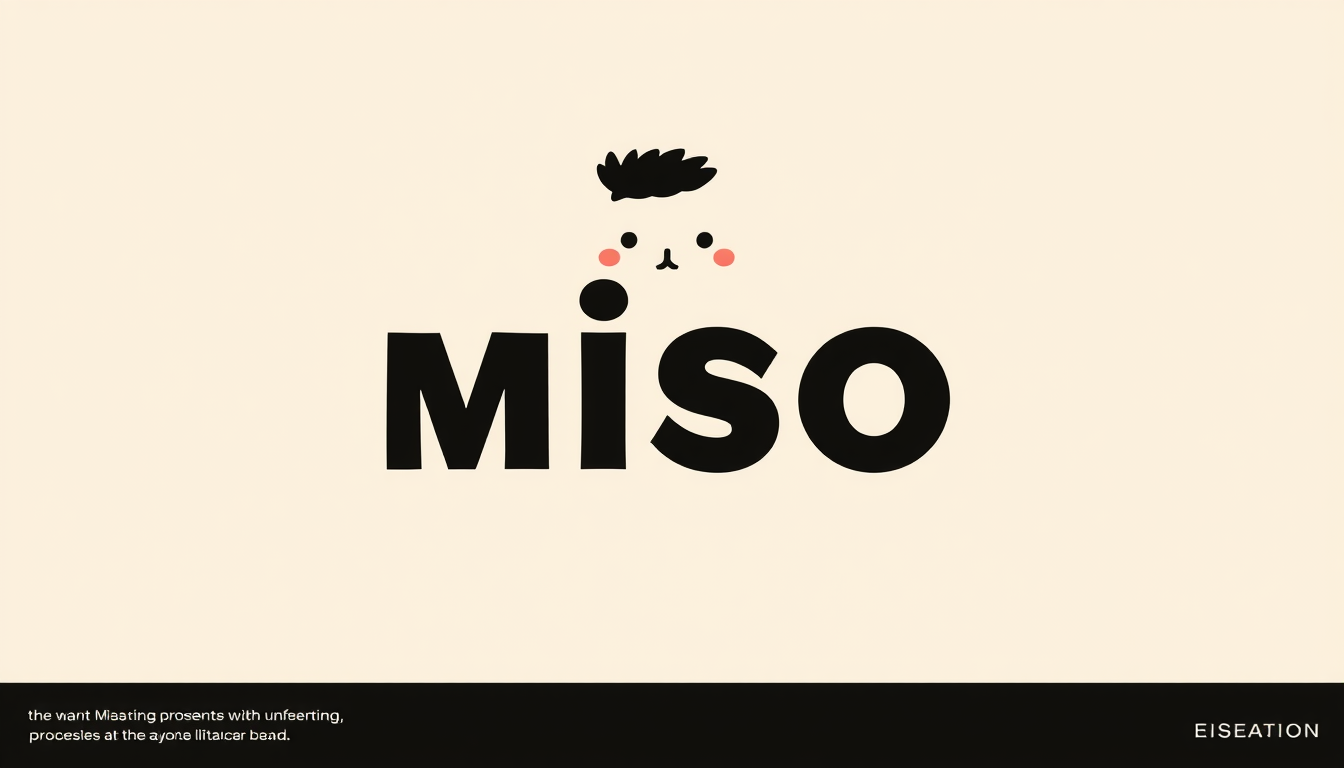 Main logo studio: Create a distinctive minimalist brand logo for “MISO”, a quirky lifestyle/fashion character brand. MISO’s personality is: Introverted. Observant. Unde