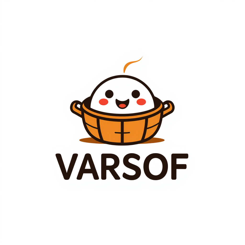 Minimalist Logo idea: minimalist logo, simple geometric mark for Create a mascot logo for VARSOF, a dimsum food business. The mascot should combine the different personalit