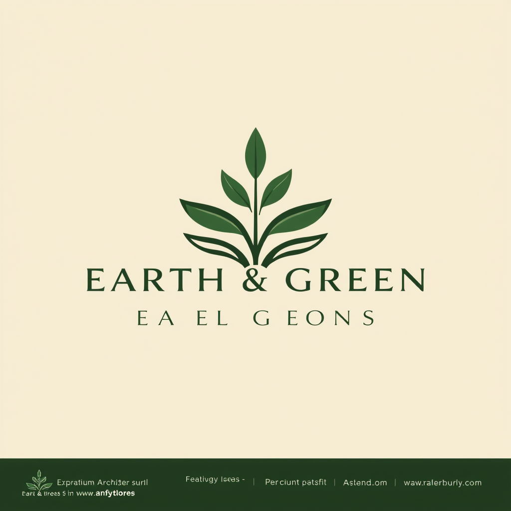 Main logo studio: Create a distinctive luxury logo for “EARTH & GREEN SOLUTIONS”. Design an original abstract emblem inspired by the harmony of earth, water and plant g