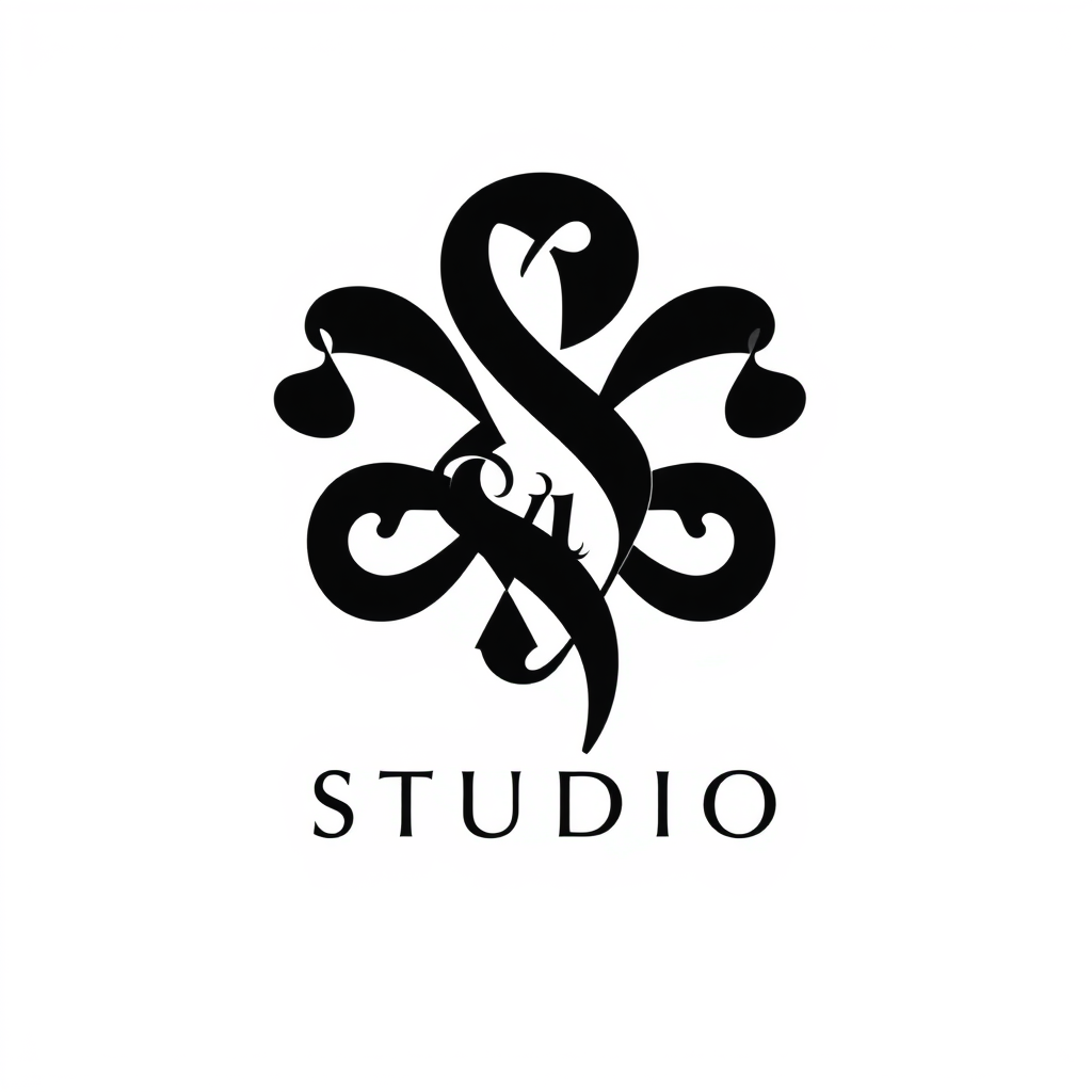 Monogram Logo idea: monogram logo combining the letters Åsyn Studio , elegant intertwined letterforms, flat vector logo, centered, solid white background, high contrast, 