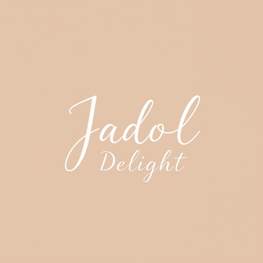 Main logo studio: Logo épuré et élégant pour la vente de pâtisserie. Écriture de type handwriting uniquement des initiales J D en doré. Marque: Jadoel Delight