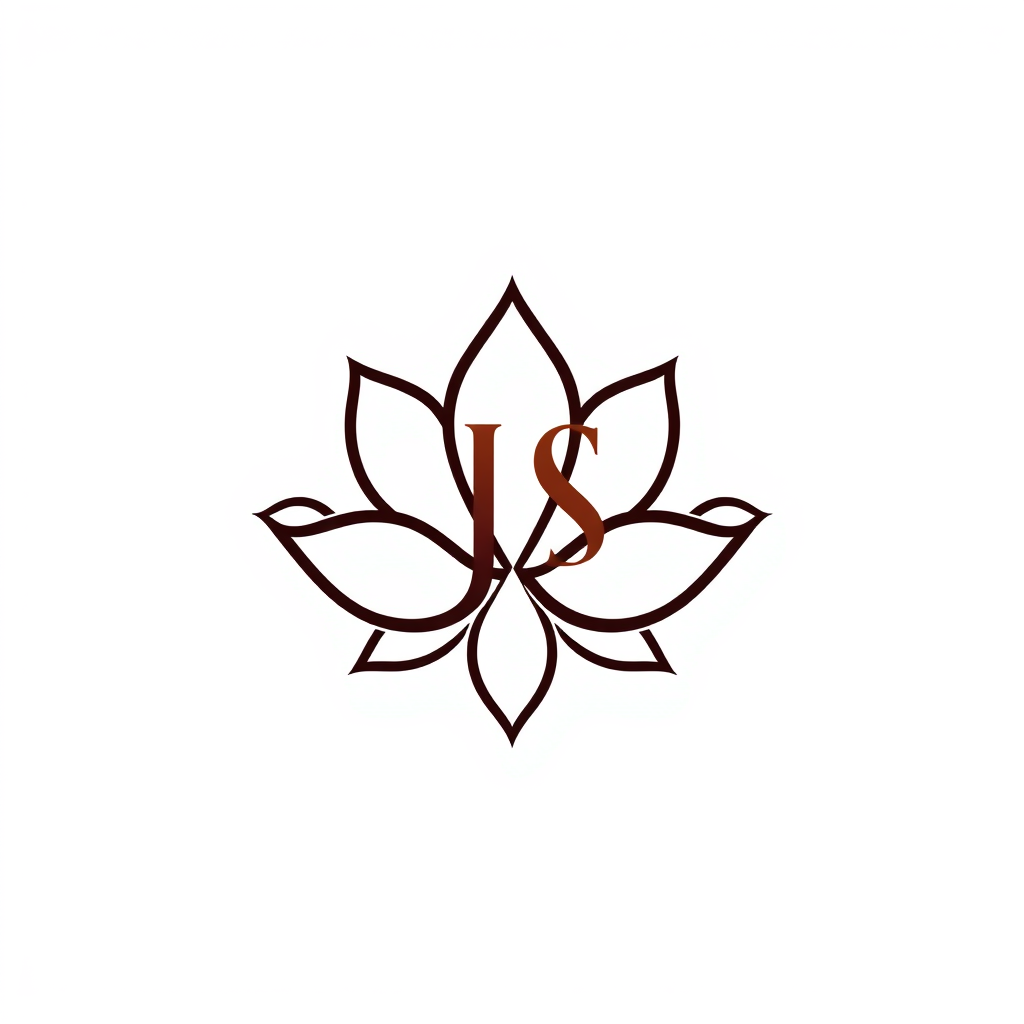 Monogram Logo idea: monogram logo combining the letters rounded app icon logo for a meditation app, calming gradient, lotus symbol using a letter AJS , elegant intertwine