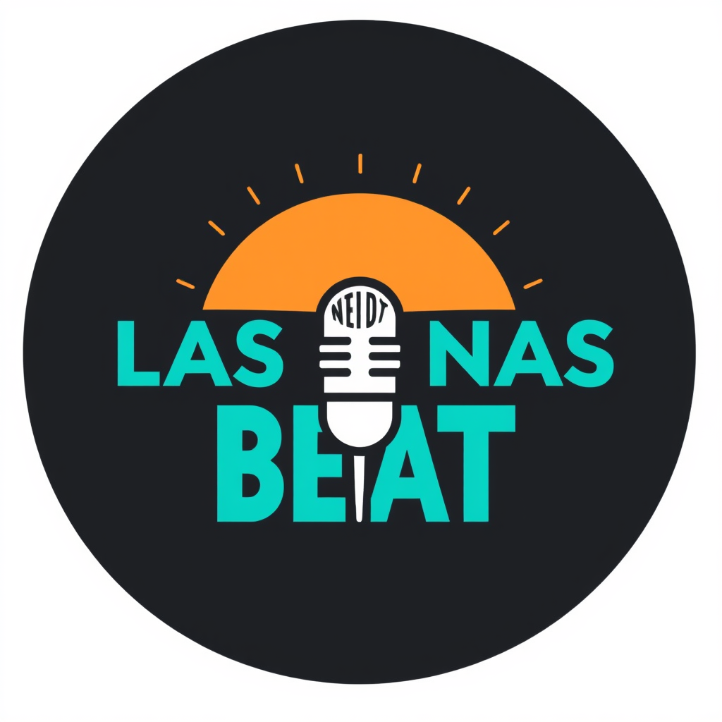 Main logo studio: Logo profesional para “LAS NENAS EN EL BEAT”, grupo musical femenino, letras grandes y modernas, micrófono y ondas de sonido, estética urbana y energé